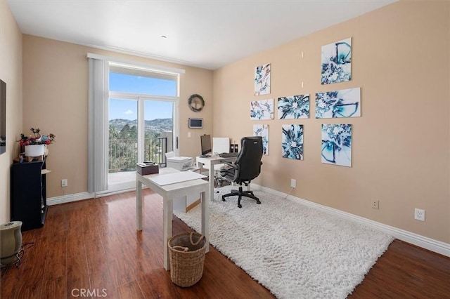 9455 Hierba Rd, Agua Dulce, CA 91390 - office area with dark wood finished floors and baseboards
