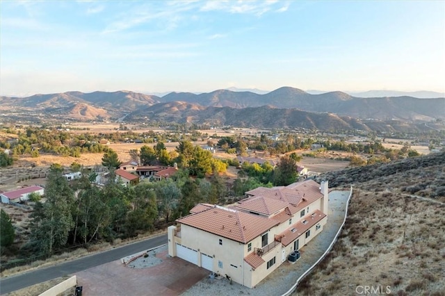 aerial view with a mountain view