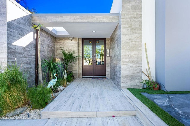 doorway to property with french doors