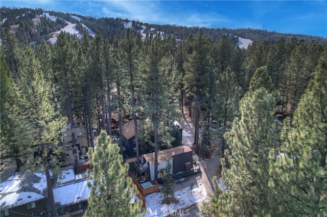 aerial view featuring a forest view