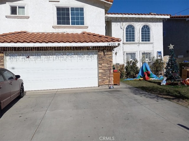 exterior space with a garage