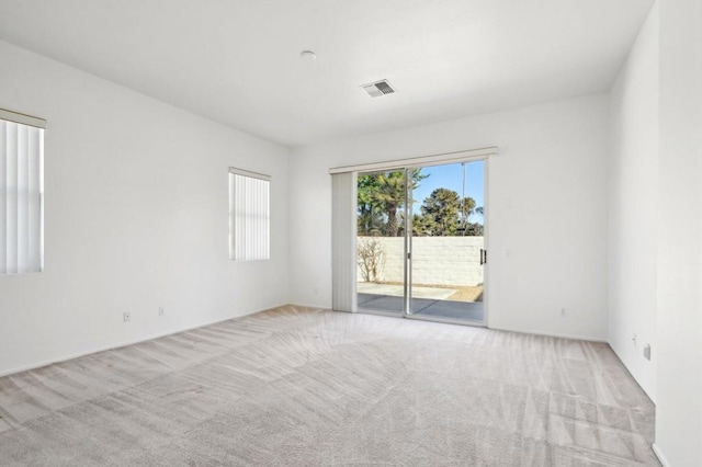 spare room with light carpet