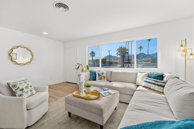 living room featuring light hardwood / wood-style floors