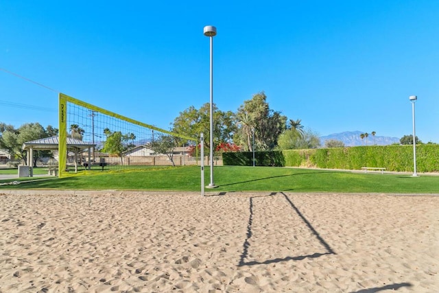 view of community featuring a gazebo and a lawn