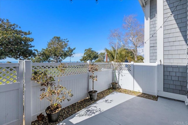 view of patio featuring a fenced backyard