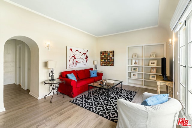 living room featuring light wood-type flooring