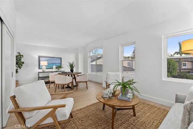 living room with light wood-type flooring