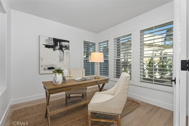 office area featuring hardwood / wood-style floors