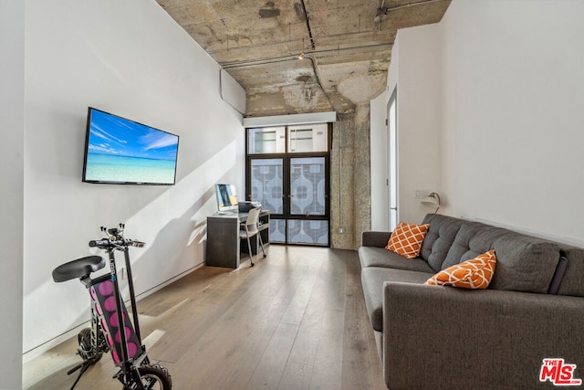 living room featuring light hardwood / wood-style floors