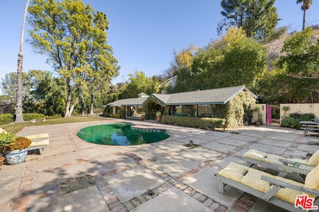 view of swimming pool featuring a patio