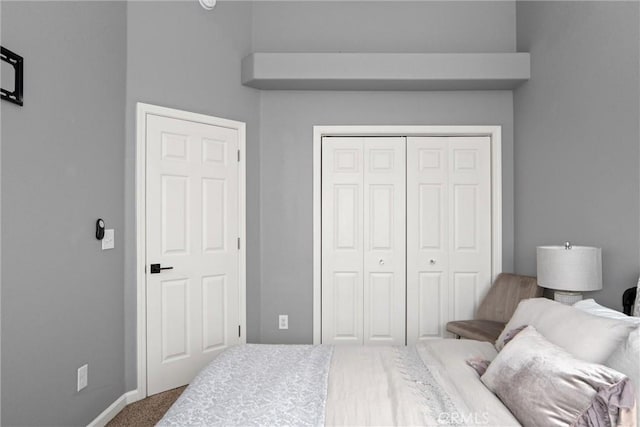 bedroom featuring carpet floors and a closet