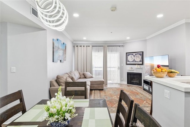 living room featuring ornamental molding