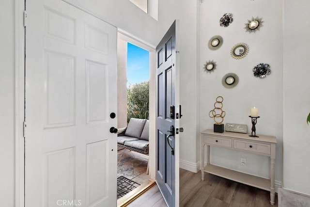 doorway featuring hardwood / wood-style floors