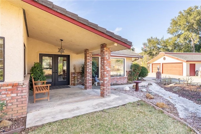 doorway to property with french doors