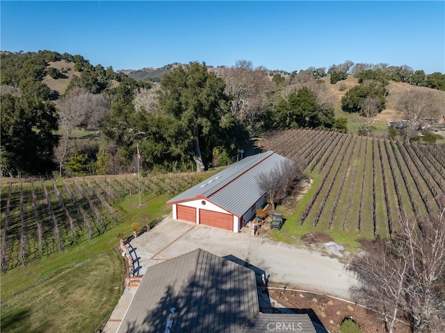 aerial view with a rural view