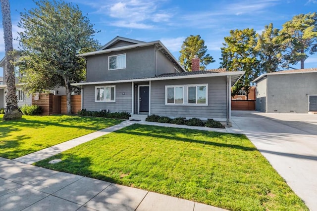 view of front property featuring a front yard