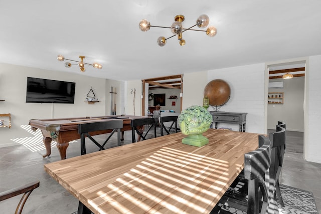 dining area with pool table