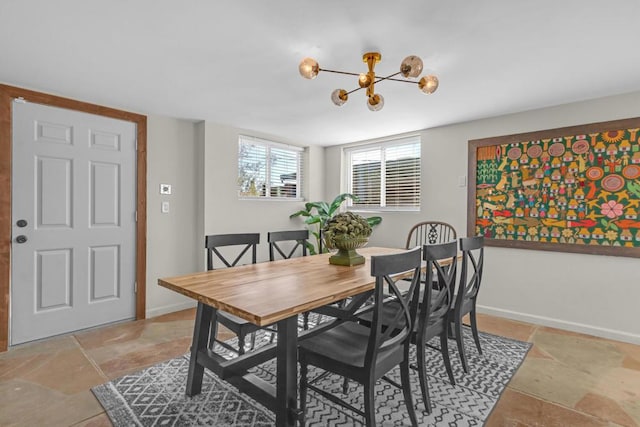 dining room featuring an inviting chandelier