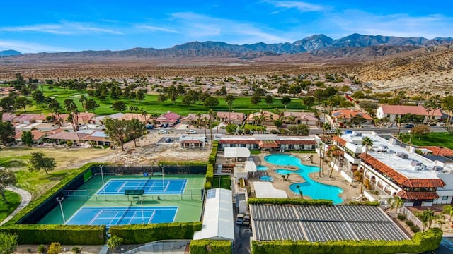 aerial view featuring a mountain view