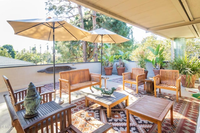 view of patio / terrace with an outdoor living space