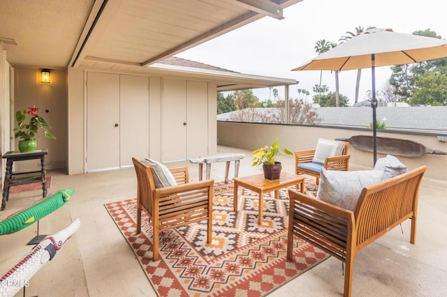 view of patio / terrace featuring an outdoor living space