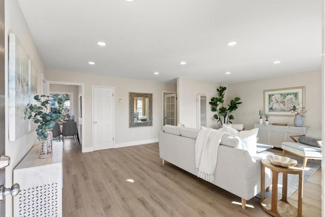 living room featuring light wood-type flooring