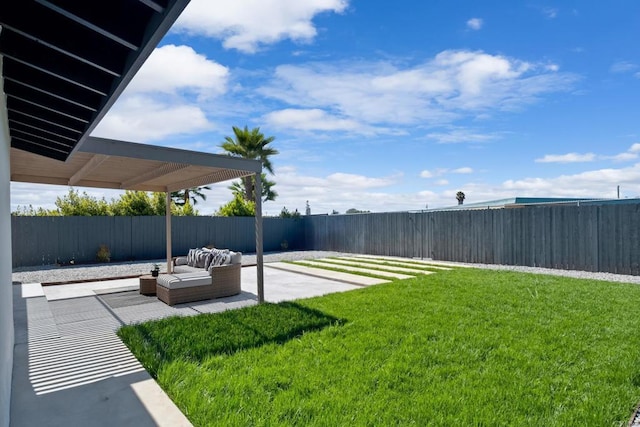 view of yard with a patio and an outdoor hangout area