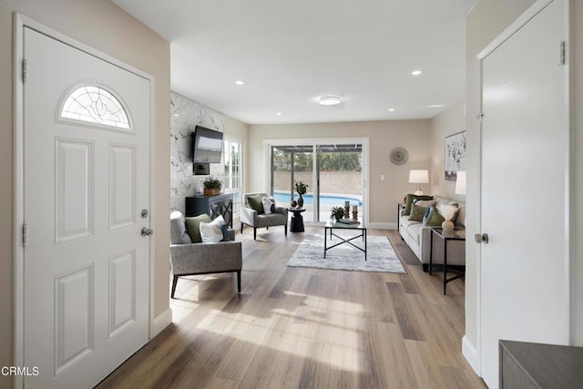 foyer featuring wood-type flooring