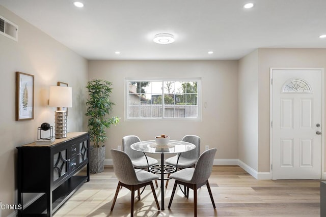 dining room with light hardwood / wood-style flooring