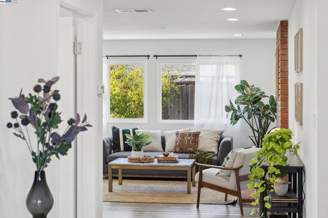 interior space with hardwood / wood-style floors