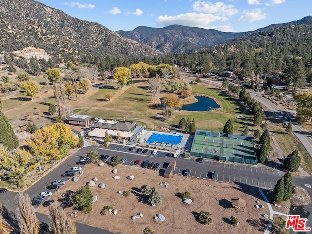 drone / aerial view with a mountain view