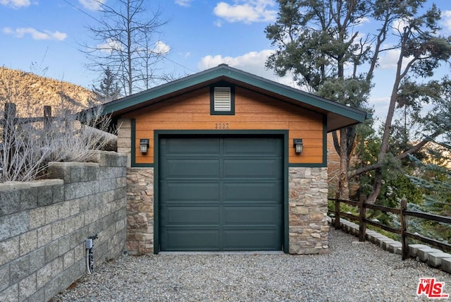 view of garage