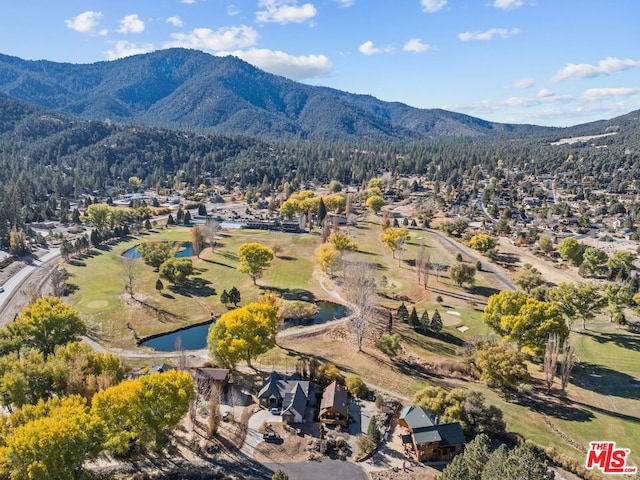 aerial view with a water and mountain view