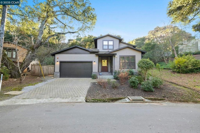 view of front of house with a garage