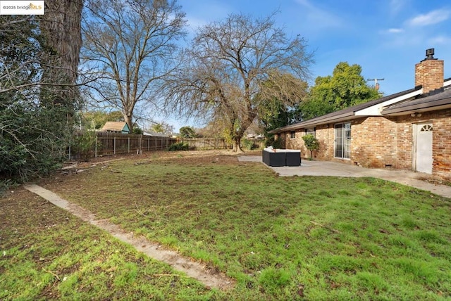 view of yard with an outdoor hangout area and a patio