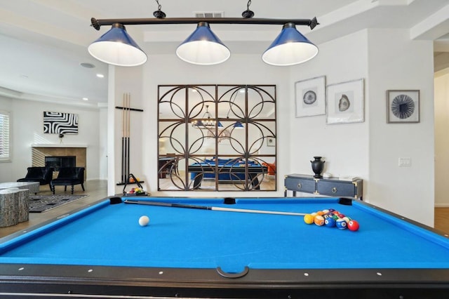 rec room featuring pool table