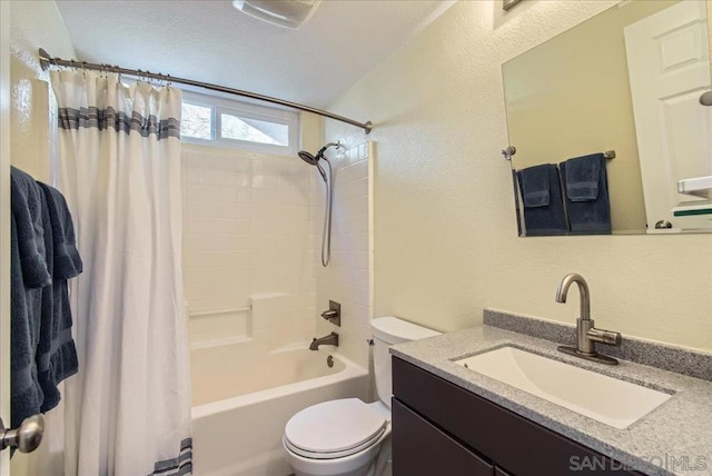 full bathroom featuring vanity, toilet, and shower / bath combo