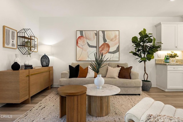 sitting room with hardwood / wood-style flooring