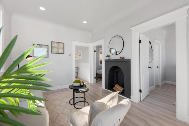 living room featuring light wood-type flooring