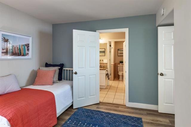 bedroom featuring dark hardwood / wood-style floors