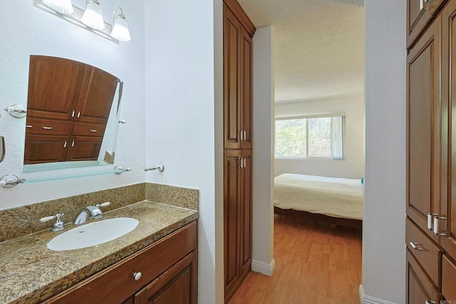 bathroom featuring vanity and hardwood / wood-style floors