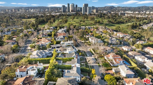 drone / aerial view with a mountain view