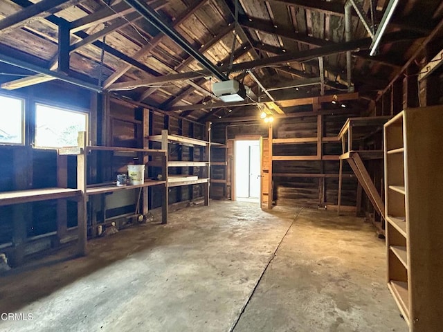 interior space featuring vaulted ceiling