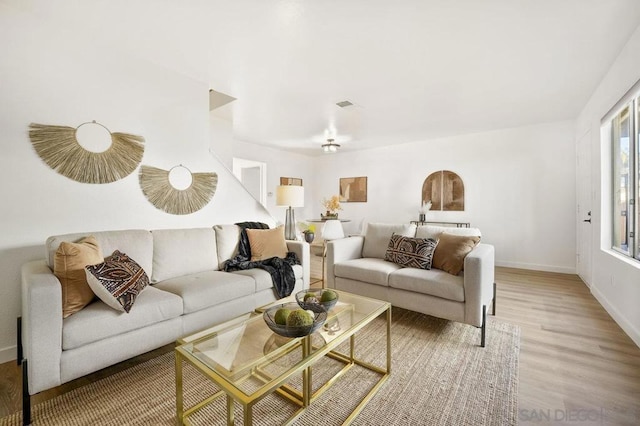 living room featuring wood-type flooring