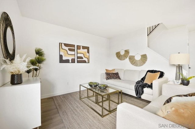 living room featuring wood-type flooring