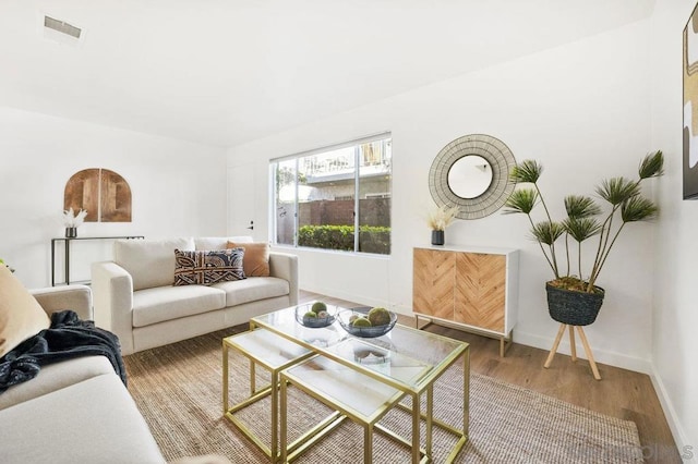 living room with wood-type flooring