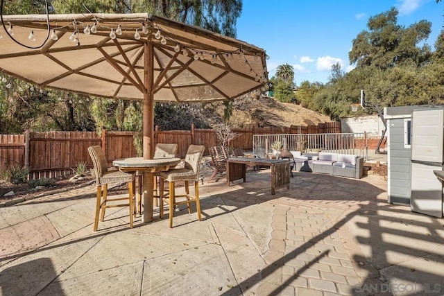 view of patio / terrace featuring an outdoor living space