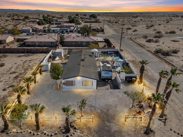 view of aerial view at dusk