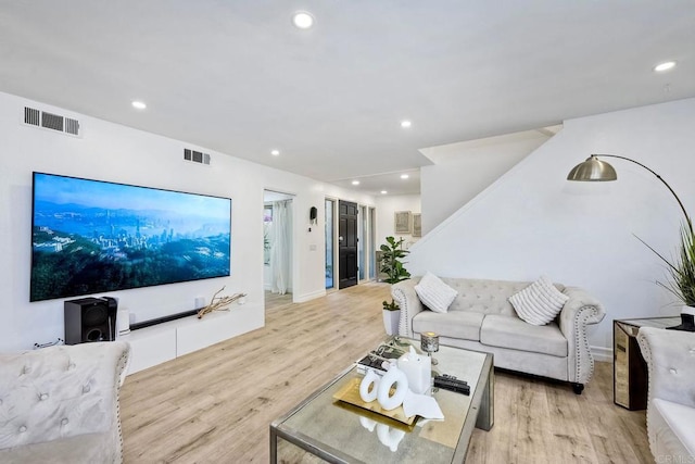 living room with light wood-type flooring