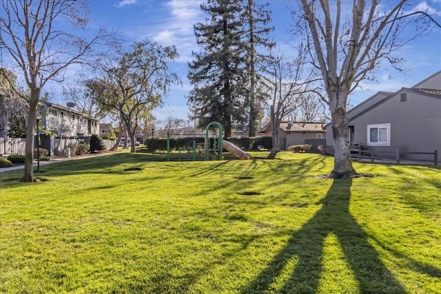 view of yard featuring a playground